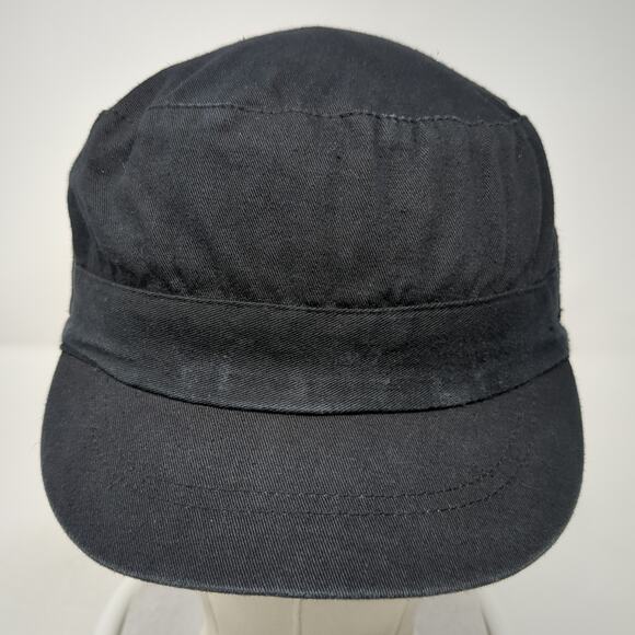 Scala Pronto Fitted Cadet Army Cap Hat Solid Black One Size Buckle - Picture 2 of 9